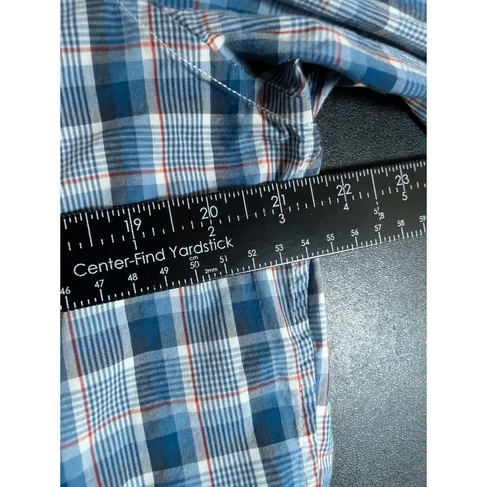 Banana Republic Men’s Size Large Long Sleeve Button Checkered Plaid Shirt Blue